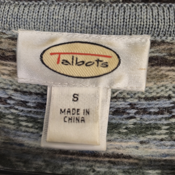 Vintage Talbots 100% Lambswool Fair Isle Toggle-Closure Cardigan Jacket  S - Picture 7 of 9